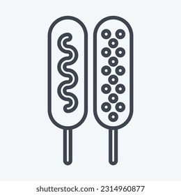 Icon Corn Dog. related to Amusement Park symbol. line style. simple design editable. simple illustration