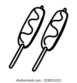 An icon of corn dogs doodle vector 