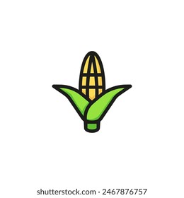 Icon of corn ear. Vegetable, ingredient, maize. Nutrition concept. Can be used for topics like farm, healthy eating, agriculture