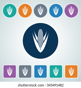 Icon of Corn in Multi Color Circle & Square Shape. Eps-10.