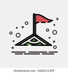 Icon corner. Football and soccer elements. Icon in MBE style.