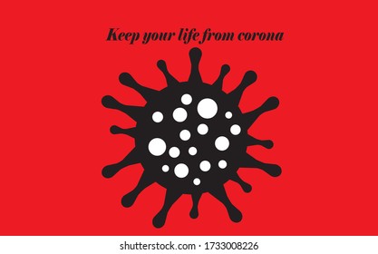 Icon Corona Virus mit rotem Hintergrund