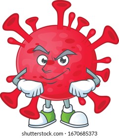 An icon of coronavirus amoeba mascot design with confident gesture