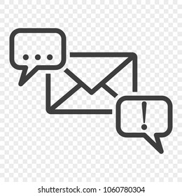 Icon of correspondence through a letter between people on a transparent background. Vector illustration