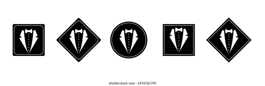 icon of the costume on the black circle and squares, flat design