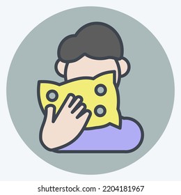 Icon Cough. suitable for flu symbol. color mate style. simple design editable. design template vector. simple illustration