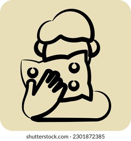 Icon Cough. suitable for flu symbol. hand drawn style. simple design editable. design template