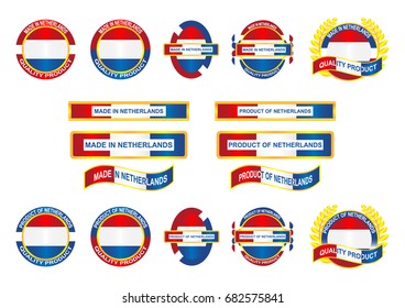 Icon and country logo infographic. Made in Netherlands. Vector EPS10