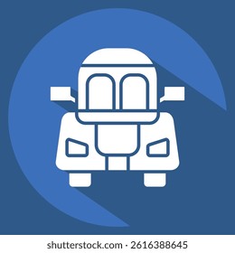 Icon Coupe. related to Vehicle symbol. long shadow style. editable