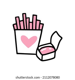 An icon of couple of fried fries and sauce. 
