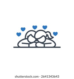 Icon of a couple with hearts floating above them