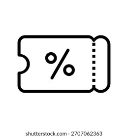 Icon of a coupon or ticket. Flat vector illustration for travel discounts and holiday offers.