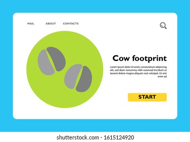 Icon of cow footprints on circle background. Domestic animal, pad, cow track. Farm concept. Can be used for topics like domestic animals, footprint, childrens book or livestock