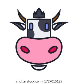 Symbol des Kuhkopfes. Design-Element für Logo, Label, Zeichen, Poster, T-Shirt. Vektor-Abbildung