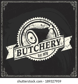 icon cow label retro styled mark of butcher shop icon cow label calf butcher animal classic product texture meat farm cutlery isolated black swine background scene natural deadly nourishment pork mark