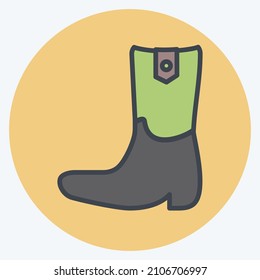 Icon Cowboy Boot - Color Mate Style - Simple illustration, Good for Prints , Announcements, Etc