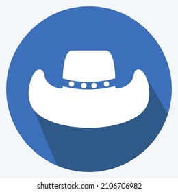 Icon Cowboy Hat - Long Shadow Style - Simple illustration, Good for Prints , Announcements, Etc