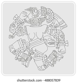  icon with Coyolxauhqui aztec goddess of the moon