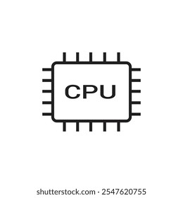 Ícone de um chip de CPU com texto de "CPU" no centro e pinos nas laterais.