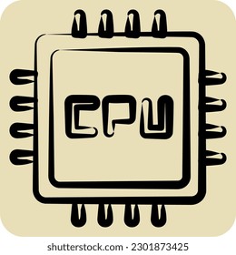 Icon CPU. suitable for Computer Components symbol. hand drawn style. simple design editable. design template vector