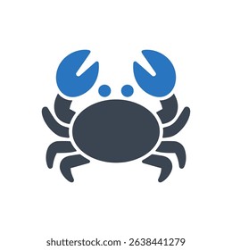 Icon of a crab with blue claws.