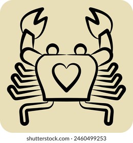 Icon Crab. related to Seafood symbol. hand drawn style. simple design illustration