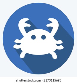 Icon Crab. suitable for Sea symbol. long shadow style. simple design editable. design template vector. simple symbol illustration