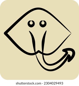 Icon Cramp Fish. suitable for seafood symbol. hand drawn style. simple design editable. design template