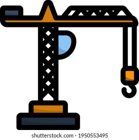 Icon Of Crane. Editable Bold Outline With Color Fill Design. Vector Illustration.