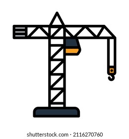 Icon Of Crane. Editable Bold Outline With Color Fill Design. Vector Illustration.