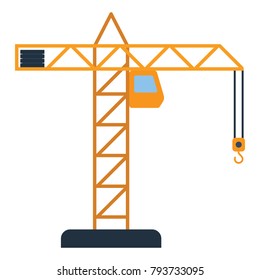 Icon of crane. Flat color design. Vector illustration.