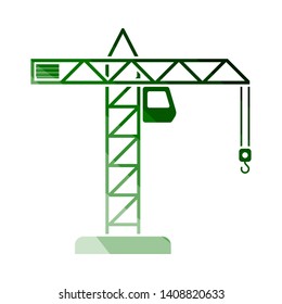 Icon Of Crane. Flat Color Ladder Design. Vector Illustration.