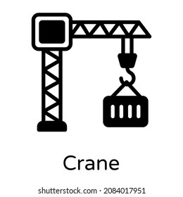 Icon of crane in glyph editable style