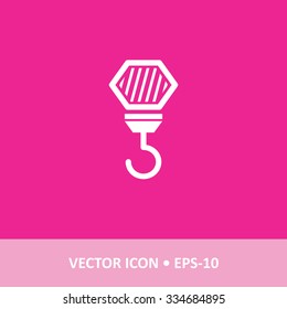 Icon of Crane Hook on Magenta Color Background. Eps-10.