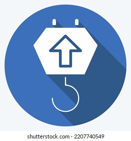 Icon Crane Hook. suitable for education symbol. long shadow style. simple design editable. design template vector. simple illustration