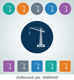 Icon of Crane in Multi Color Circle & Square Shape. Eps-10.