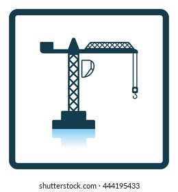 Icon of crane. Shadow reflection design. Vector illustration.