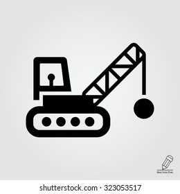 Icon of crane with wrecking ball