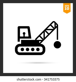 Icon of crane with wrecking ball