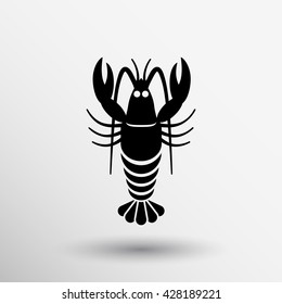 Icon crayfish lobster ocean seafood emblem symbol