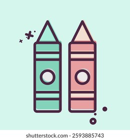 Icon Crayon. related to Kindergarten symbol. MBE style. design editable