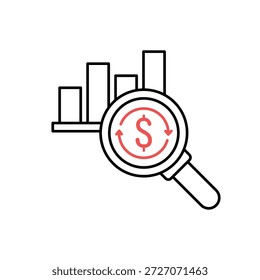 Symbol eine Kreditanalyse und Kreditbewertung einzeln auf sauberem Hintergrund