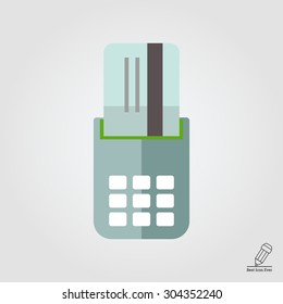 Icon of credit card being inserted into POS terminal