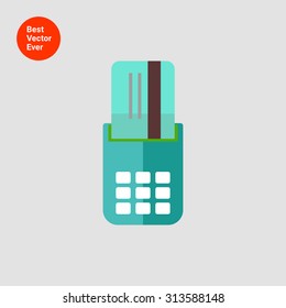 Icon of credit card being inserted into POS terminal