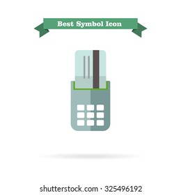 Icon of credit card being inserted into POS terminal