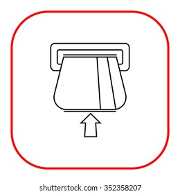 Icon of credit card being inserted into ATM