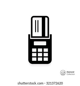 Icon of credit card inserted into POS terminal