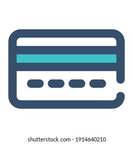 icon credit card using filled line style and blue color