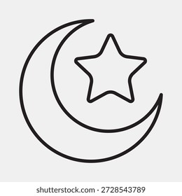 Icon cresent moon. Ramadan kareem elements. Icon in line style.