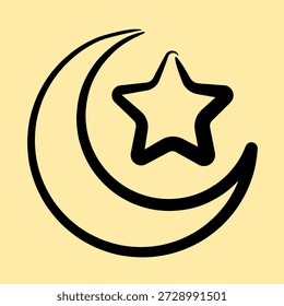 Icon cresent moon. Ramadan kareem elements. Icon in hand drawn style.